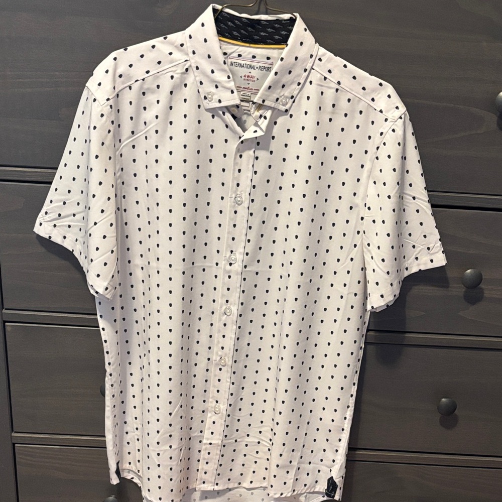 Men's White and Black Button-Down Shirt